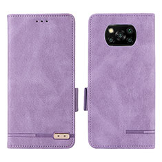 Xiaomi Poco X3 Pro用手帳型 レザーケース スタンド カバー L07Z Xiaomi パープル