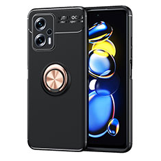 Xiaomi Poco X4 GT 5G用極薄ソフトケース シリコンケース 耐衝撃 全面保護 アンド指輪 マグネット式 バンパー SD1 Xiaomi ゴールド・ブラック