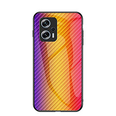 Xiaomi Poco X4 GT 5G用ハイブリットバンパーケース プラスチック 鏡面 虹 グラデーション 勾配色 カバー LS2 Xiaomi オレンジ