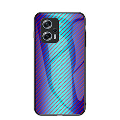 Xiaomi Poco X4 GT 5G用ハイブリットバンパーケース プラスチック 鏡面 虹 グラデーション 勾配色 カバー LS2 Xiaomi ネイビー