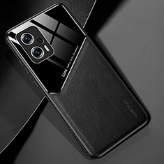 Xiaomi Poco X4 GT 5G用シリコンケース ソフトタッチラバー レザー柄 アンドマグネット式 Xiaomi ブラック