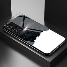 Xiaomi Poco X4 NFC用ハイブリットバンパーケース プラスチック パターン 鏡面 カバー LS1 Xiaomi ブラック