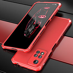 Xiaomi Poco X4 NFC用360度 フルカバー ケース 高級感 手触り良い アルミメタル 製の金属製 P01 Xiaomi レッド
