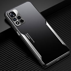 Xiaomi Poco X4 NFC用ケース 高級感 手触り良い アルミメタル 製の金属製 兼シリコン カバー JL2 Xiaomi シルバー