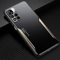 Xiaomi Poco X4 NFC用ケース 高級感 手触り良い アルミメタル 製の金属製 兼シリコン カバー JL2 Xiaomi ゴールド