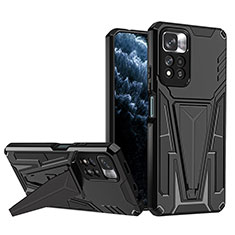 Xiaomi Poco X4 NFC用ハイブリットバンパーケース スタンド プラスチック 兼シリコーン カバー MQ1 Xiaomi ブラック