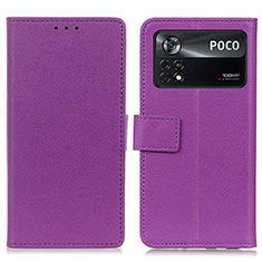 Xiaomi Poco X4 Pro 5G用手帳型 レザーケース スタンド カバー M08L Xiaomi パープル