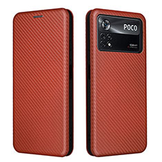 Xiaomi Poco X4 Pro 5G用手帳型 レザーケース スタンド カバー L06Z Xiaomi ブラウン