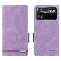 Xiaomi Poco X4 Pro 5G用手帳型 レザーケース スタンド カバー L07Z Xiaomi パープル