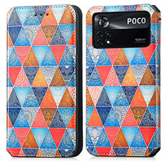 Xiaomi Poco X4 Pro 5G用手帳型 レザーケース スタンド パターン カバー S02D Xiaomi ブラウン