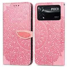 Xiaomi Poco X4 Pro 5G用手帳型 レザーケース スタンド パターン カバー S04D Xiaomi ローズゴールド