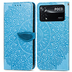 Xiaomi Poco X4 Pro 5G用手帳型 レザーケース スタンド パターン カバー S04D Xiaomi ネイビー
