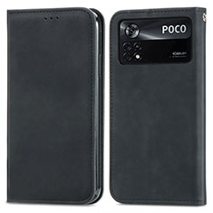 Xiaomi Poco X4 Pro 5G用手帳型 レザーケース スタンド カバー S08D Xiaomi ブラック