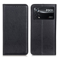 Xiaomi Poco X4 Pro 5G用手帳型 レザーケース スタンド カバー N01P Xiaomi ブラック