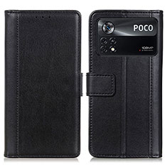 Xiaomi Poco X4 Pro 5G用手帳型 レザーケース スタンド カバー N02P Xiaomi ブラック