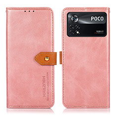 Xiaomi Poco X4 Pro 5G用手帳型 レザーケース スタンド カバー N07P Xiaomi ピンク