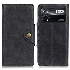 Xiaomi Poco X4 Pro 5G用手帳型 レザーケース スタンド カバー N06P Xiaomi ブラック