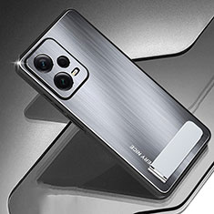 Xiaomi Poco X5 5G用ケース 高級感 手触り良い アルミメタル 製の金属製 兼シリコン カバー JS2 Xiaomi シルバー