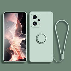 Xiaomi Poco X5 5G用極薄ソフトケース シリコンケース 耐衝撃 全面保護 アンド指輪 マグネット式 バンパー Xiaomi ライトグリーン