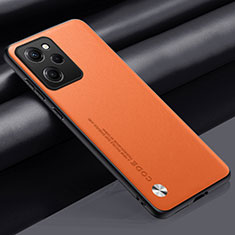 Xiaomi Poco X5 Pro 5G用ケース 高級感 手触り良いレザー柄 S01 Xiaomi オレンジ