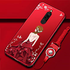 Xiaomi Redmi 8用シリコンケース ソフトタッチラバー バタフライ ドレスガール ドレス少女 カバー Xiaomi レッド