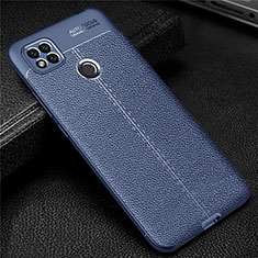 Xiaomi Redmi 9 Activ用シリコンケース ソフトタッチラバー レザー柄 カバー Xiaomi ネイビー