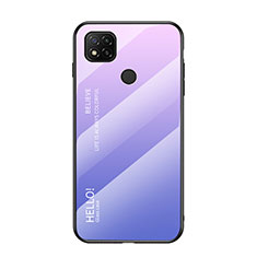 Xiaomi Redmi 9 Activ用ハイブリットバンパーケース プラスチック 鏡面 虹 グラデーション 勾配色 カバー LS1 Xiaomi ラベンダー