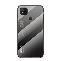 Xiaomi Redmi 9 Activ用ハイブリットバンパーケース プラスチック 鏡面 虹 グラデーション 勾配色 カバー LS1 Xiaomi ダークグレー