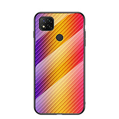 Xiaomi Redmi 9 Activ用ハイブリットバンパーケース プラスチック 鏡面 虹 グラデーション 勾配色 カバー LS2 Xiaomi オレンジ