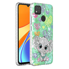 Xiaomi Redmi 9 Activ用シリコンケース ソフトタッチラバー バタフライ パターン カバー Y04B Xiaomi ライトグリーン