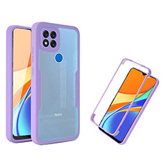 Xiaomi Redmi 9 Activ用360度 フルカバー ハイブリットバンパーケース クリア透明 プラスチック カバー MJ1 Xiaomi パープル