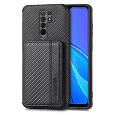 Xiaomi Redmi 9用極薄ソフトケース シリコンケース 耐衝撃 全面保護 マグネット式 バンパー S02D Xiaomi ブラック