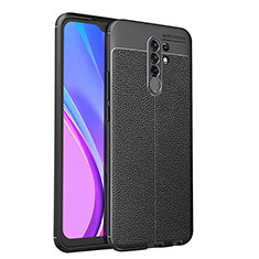 Xiaomi Redmi 9用シリコンケース ソフトタッチラバー レザー柄 カバー WL1 Xiaomi ブラック