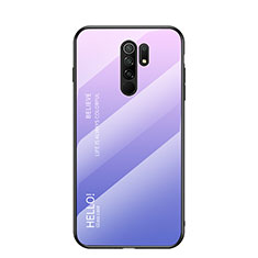 Xiaomi Redmi 9用ハイブリットバンパーケース プラスチック 鏡面 虹 グラデーション 勾配色 カバー LS1 Xiaomi ラベンダー