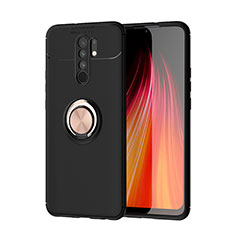 Xiaomi Redmi 9用極薄ソフトケース シリコンケース 耐衝撃 全面保護 アンド指輪 マグネット式 バンパー SD1 Xiaomi ゴールド・ブラック