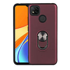 Xiaomi Redmi 9 India用ハイブリットバンパーケース プラスチック アンド指輪 マグネット式 S02 Xiaomi ワインレッド