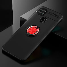 Xiaomi Redmi 9 India用極薄ソフトケース シリコンケース 耐衝撃 全面保護 アンド指輪 マグネット式 バンパー Xiaomi レッド・ブラック