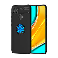 Xiaomi Redmi 9 India用極薄ソフトケース シリコンケース 耐衝撃 全面保護 アンド指輪 マグネット式 バンパー SD1 Xiaomi ネイビー・ブラック