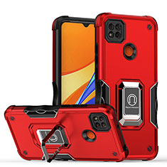 Xiaomi Redmi 9 India用ハイブリットバンパーケース プラスチック アンド指輪 マグネット式 QW1 Xiaomi レッド