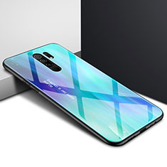 Xiaomi Redmi 9 Prime India用ハイブリットバンパーケース プラスチック 鏡面 カバー Xiaomi シアン