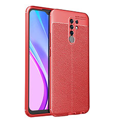 Xiaomi Redmi 9 Prime India用シリコンケース ソフトタッチラバー レザー柄 カバー WL1 Xiaomi レッド