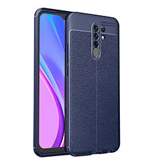 Xiaomi Redmi 9 Prime India用シリコンケース ソフトタッチラバー レザー柄 カバー WL1 Xiaomi ネイビー