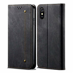 Xiaomi Redmi 9A用手帳型 布 スタンド H01 Xiaomi ブラック