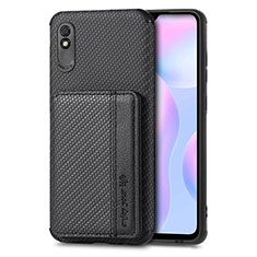 Xiaomi Redmi 9A用極薄ソフトケース シリコンケース 耐衝撃 全面保護 マグネット式 バンパー S02D Xiaomi ブラック