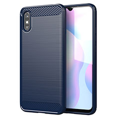 Xiaomi Redmi 9AT用シリコンケース ソフトタッチラバー ライン カバー Xiaomi ネイビー