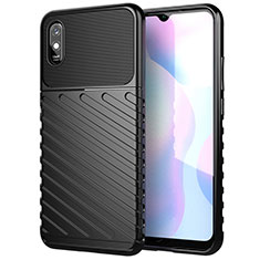 Xiaomi Redmi 9AT用シリコンケース ソフトタッチラバー ライン カバー S01 Xiaomi ブラック