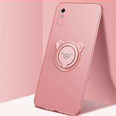 Xiaomi Redmi 9AT用極薄ソフトケース シリコンケース 耐衝撃 全面保護 アンド指輪 マグネット式 バンパー T02 Xiaomi ローズゴールド