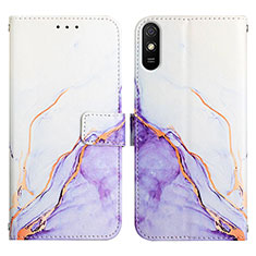 Xiaomi Redmi 9AT用手帳型 レザーケース スタンド パターン カバー Y04B Xiaomi パープル