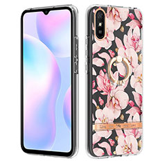 Xiaomi Redmi 9AT用シリコンケース ソフトタッチラバー バタフライ パターン カバー アンド指輪 Y06B Xiaomi ピンク