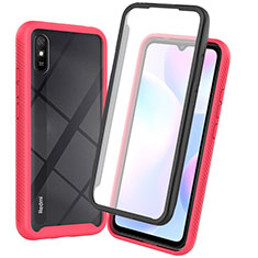 Xiaomi Redmi 9AT用360度 フルカバー ハイブリットバンパーケース クリア透明 プラスチック カバー ZJ3 Xiaomi ローズレッド